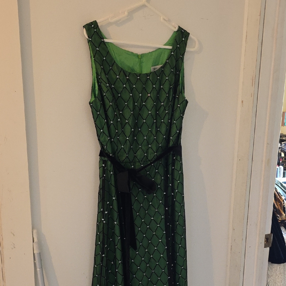 Coldwater Creek Green Maxi Dress with Black Accents Size 12